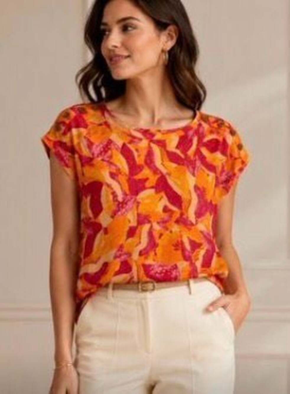 Cynthia Rowley Womens Beautiful linen blend top, Sz L
